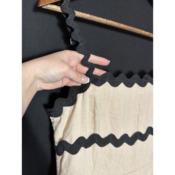 Square Neck A-line Mini Sundress Rickrack Straps Sleeveless M cottagecore‎ - Picture 4 of 10